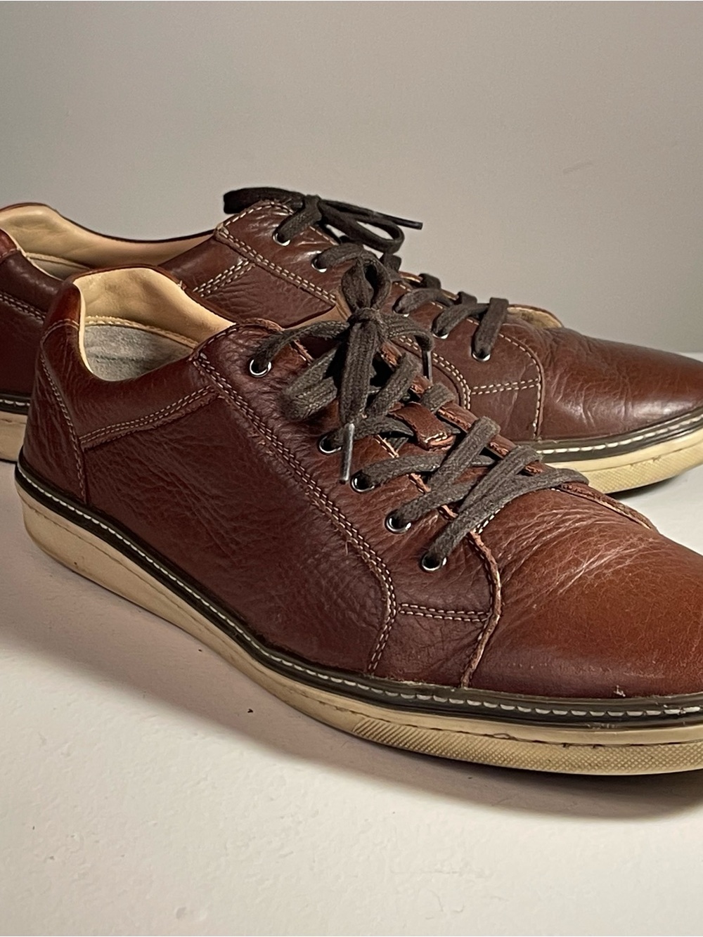 Johnston & Murphy McGuffey Brown Leather Lace-to-Toe Sneakers 12M